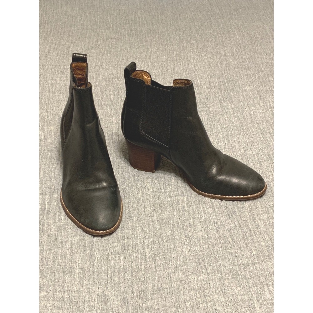 Madewell Black Leather Chelsea Ankle Boots Block‎ Heel Size 6.5 J8307